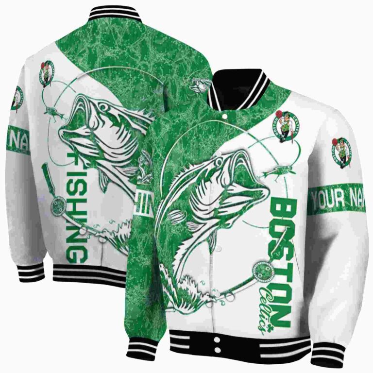 personalized boston celtics fishing rod white jacket fashion forward