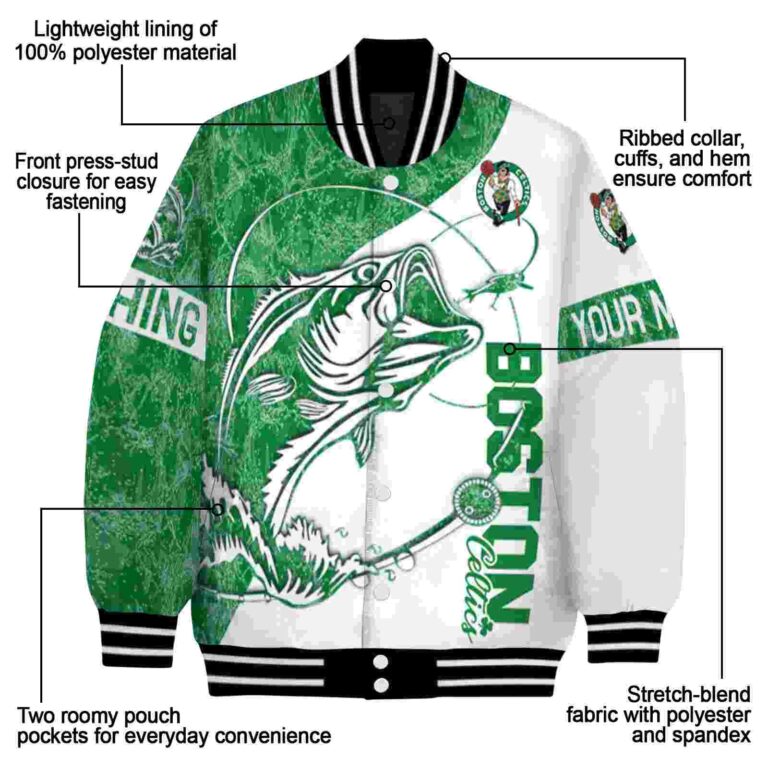 personalized boston celtics fishing rod white jacket new arrival