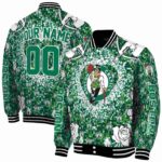 personalized boston celtics heart explosion green jacket best selling
