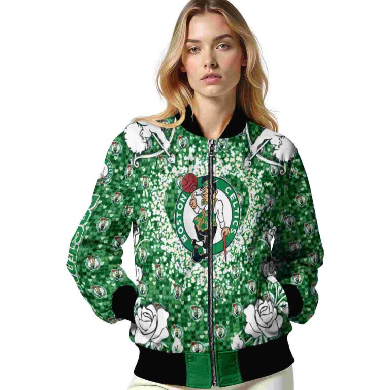 personalized boston celtics heart explosion green jacket latest model