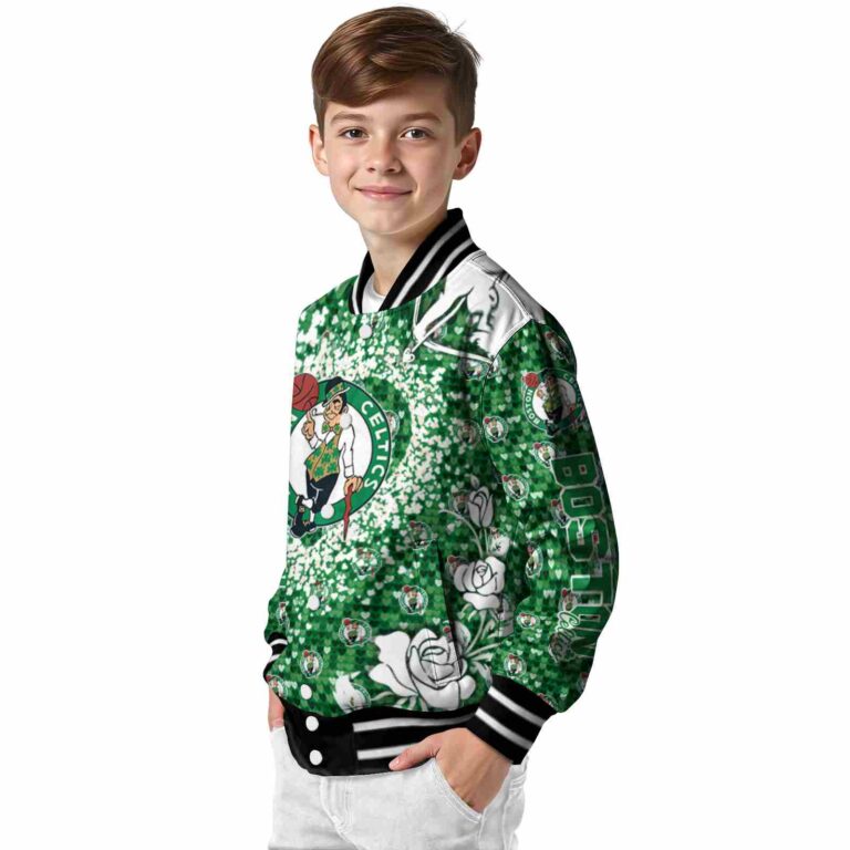 personalized boston celtics heart explosion green jacket trendy