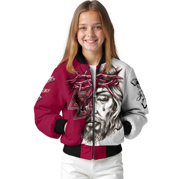 personalized boston college eagles jesus tears maroon white jacket top rated