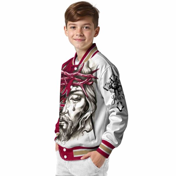 personalized boston college eagles jesus tears maroon white jacket trendy