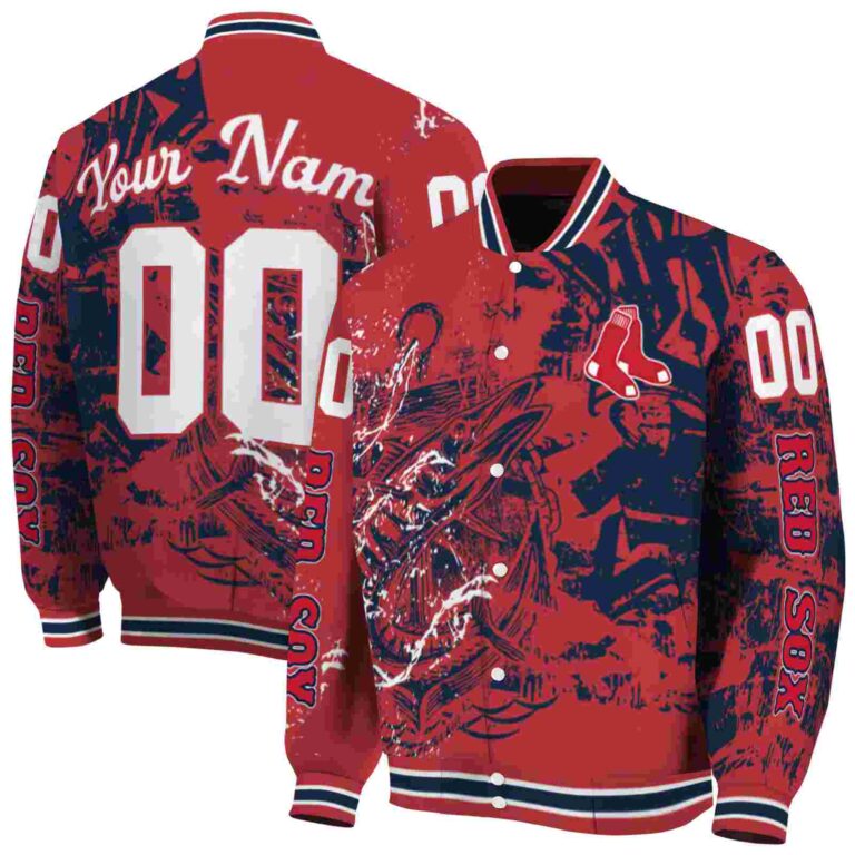 personalized boston red sox fishing art red jacket fashion forward