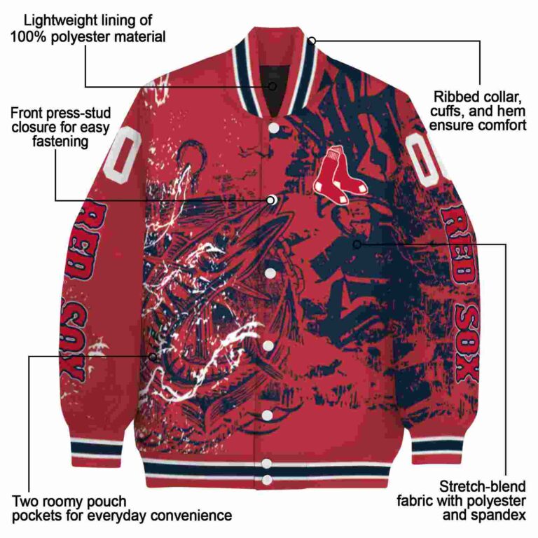 personalized boston red sox fishing art red jacket new arrival