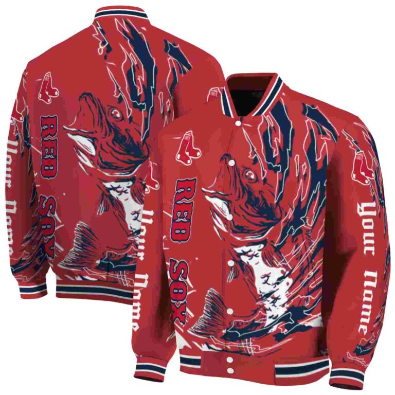 personalized boston red sox fishing passion red white jacket fashion forward