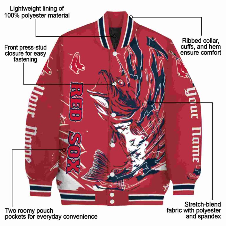 personalized boston red sox fishing passion red white jacket new arrival