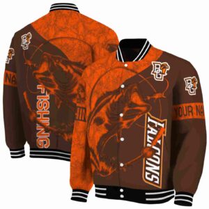 personalized bowling green falcons fishing rod brown jacket fashion forward