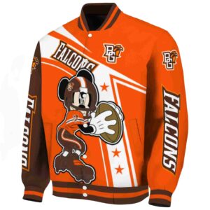 personalized bowling green falcons mickey football orange white jacket best selling