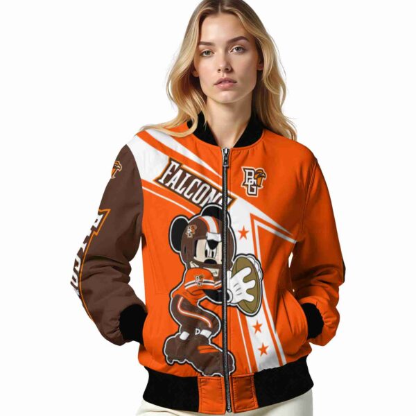personalized bowling green falcons mickey football orange white jacket latest model