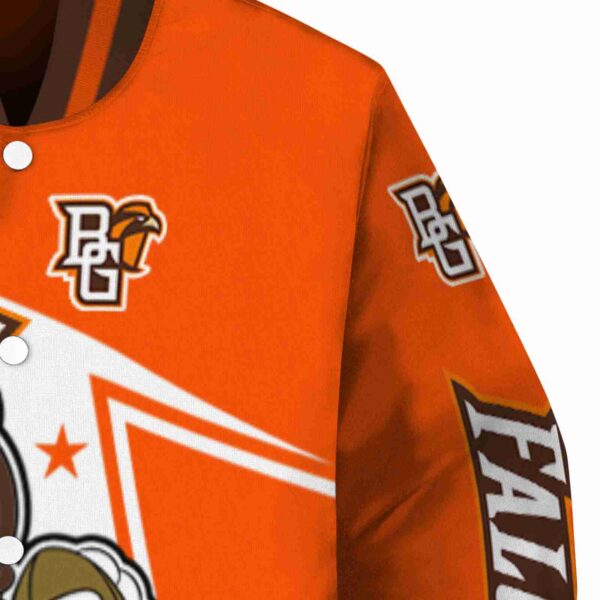 personalized bowling green falcons mickey football orange white jacket premium grade
