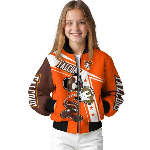 personalized bowling green falcons mickey football orange white jacket top rated