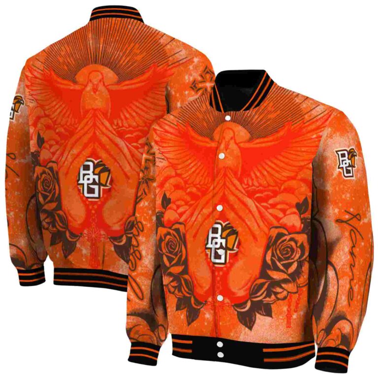 personalized bowling green falcons praying hands orange jacket fashion forward