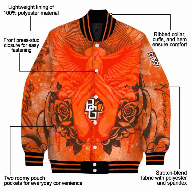 personalized bowling green falcons praying hands orange jacket new arrival