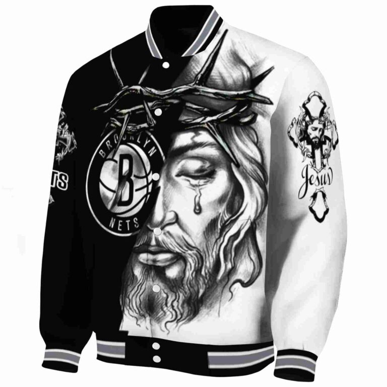 personalized brooklyn nets jesus tears black white jacket best selling