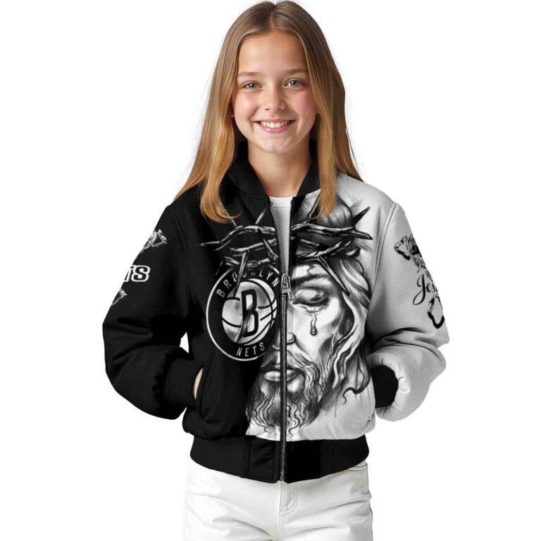 personalized brooklyn nets jesus tears black white jacket top rated