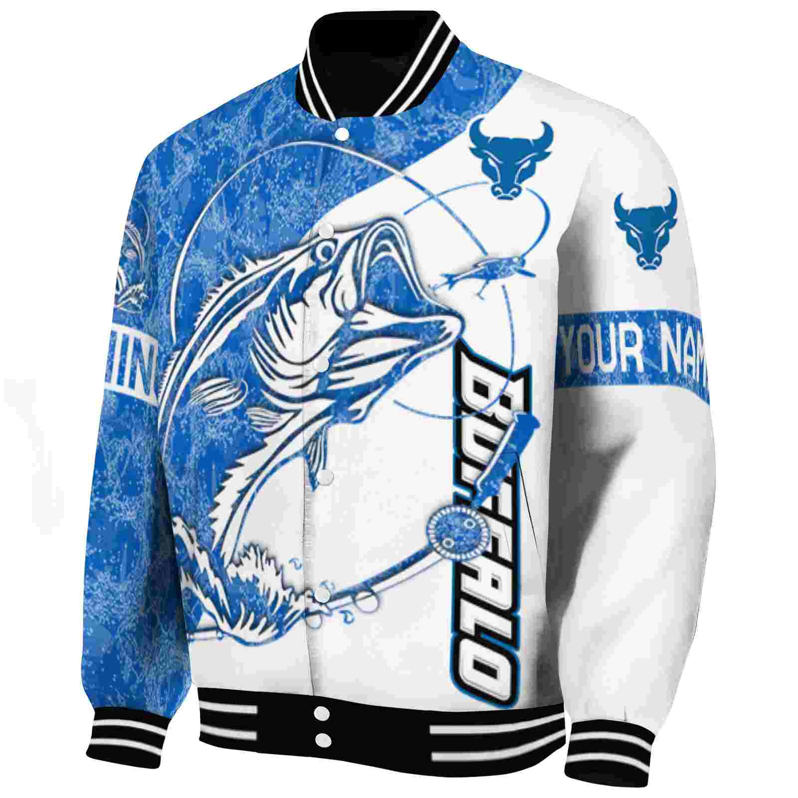 personalized buffalo bulls fishing rod white jacket best selling personalized buffalo bulls fishing rod white jacket best selling
