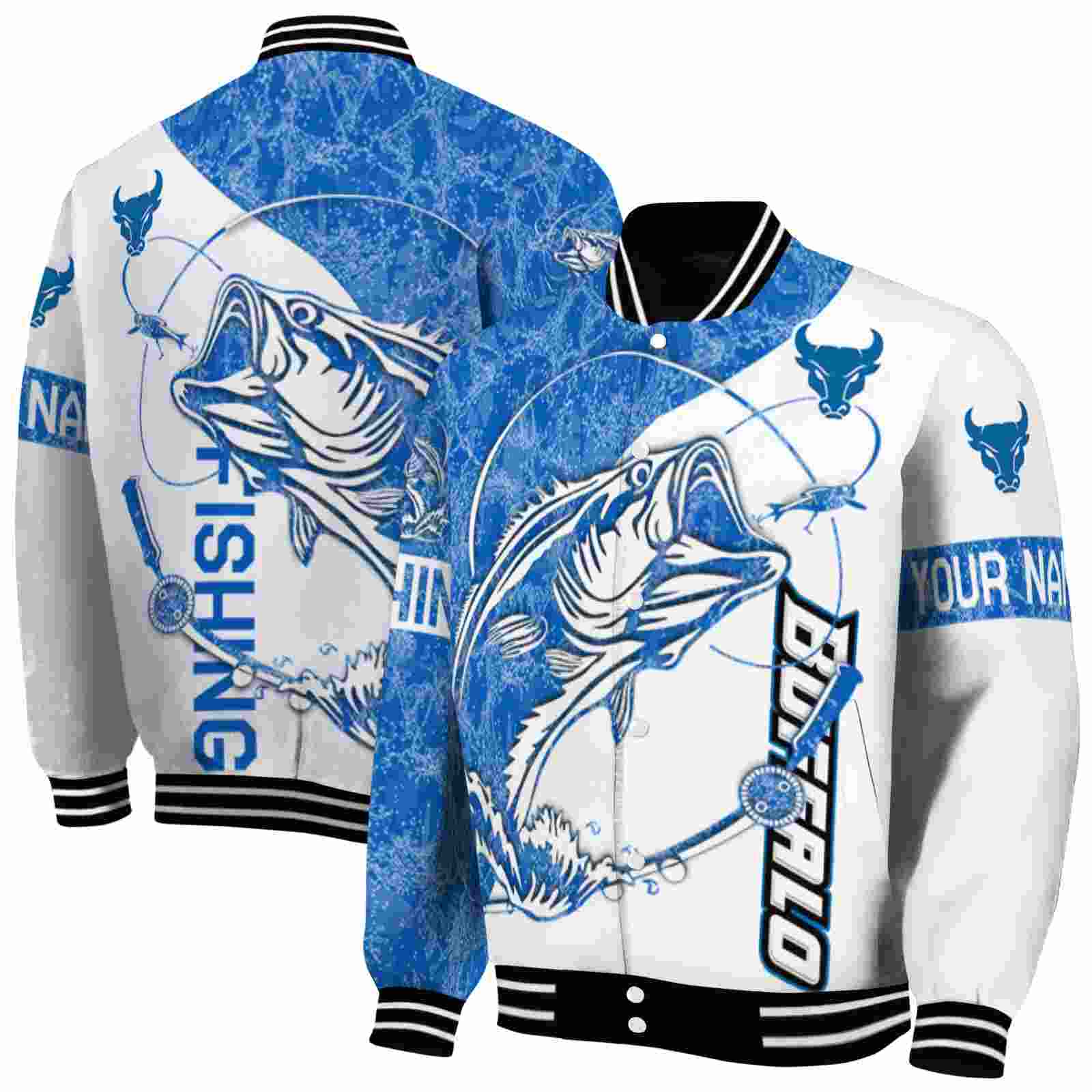 personalized buffalo bulls fishing rod white jacket fashion forward personalized buffalo bulls fishing rod white jacket fashion forward
