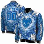 personalized buffalo bulls heart explosion royal blue jacket best selling