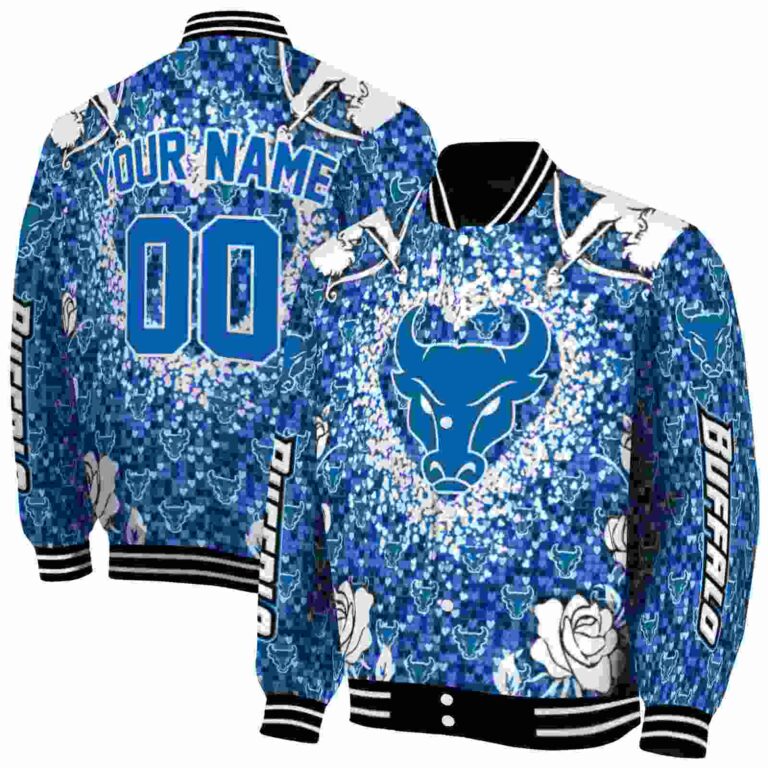personalized buffalo bulls heart explosion royal blue jacket fashion forward