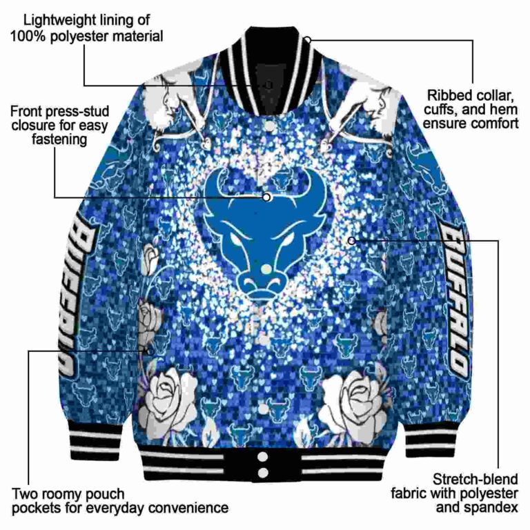 personalized buffalo bulls heart explosion royal blue jacket new arrival