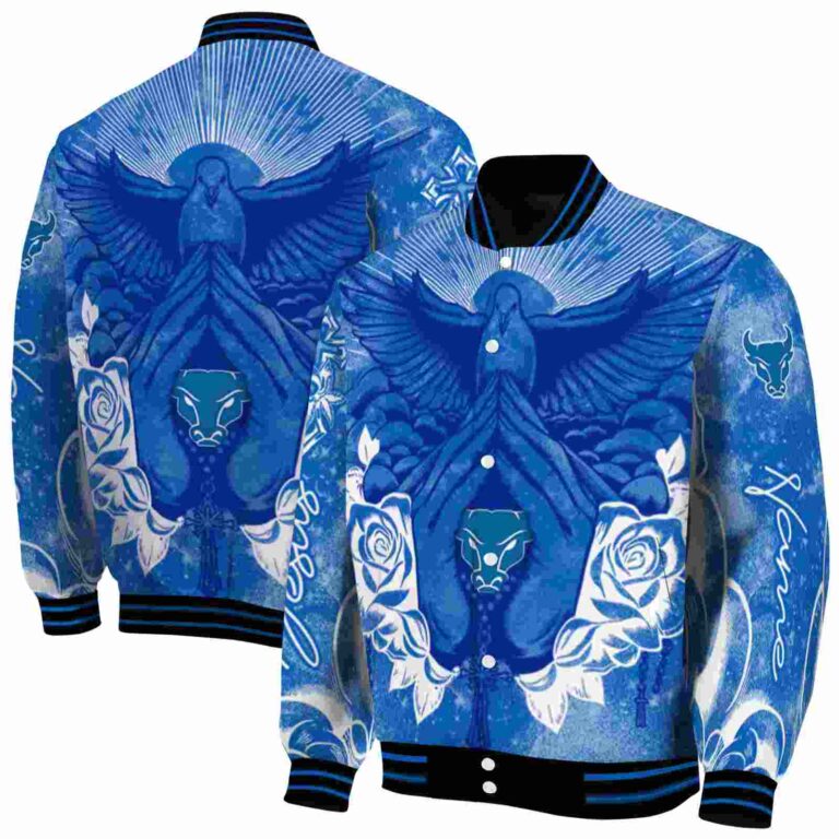 personalized buffalo bulls praying hands royal blue jacket fashion forward