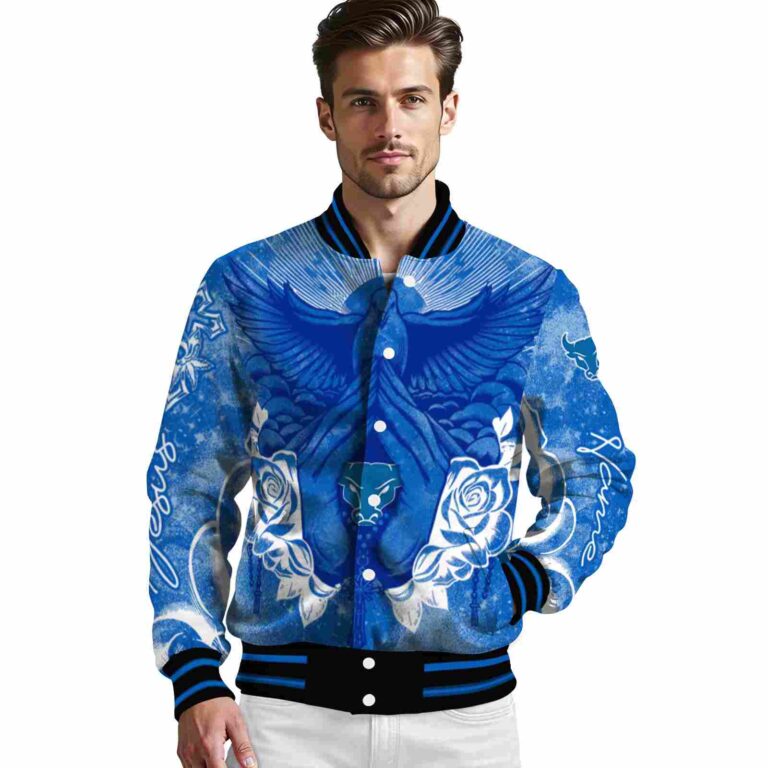 personalized buffalo bulls praying hands royal blue jacket high quality