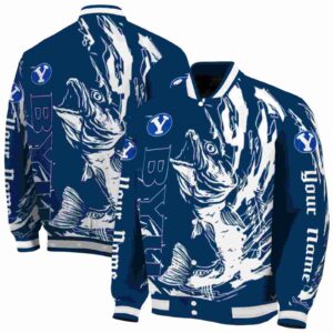 personalized byu cougars fishing passion blue white jacket fashion forward