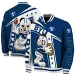personalized byu cougars mickey football blue white jacket best selling