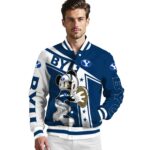 personalized byu cougars mickey football blue white jacket best selling