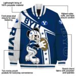 personalized byu cougars mickey football blue white jacket best selling