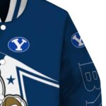 personalized byu cougars mickey football blue white jacket best selling
