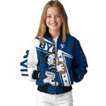 personalized byu cougars mickey football blue white jacket best selling