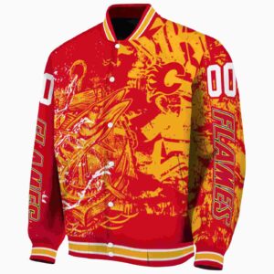 personalized calgary flames fishing art red jacket best selling