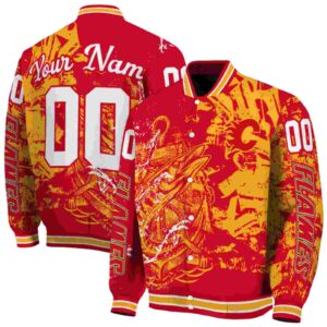 personalized calgary flames fishing art red jacket fashion forward