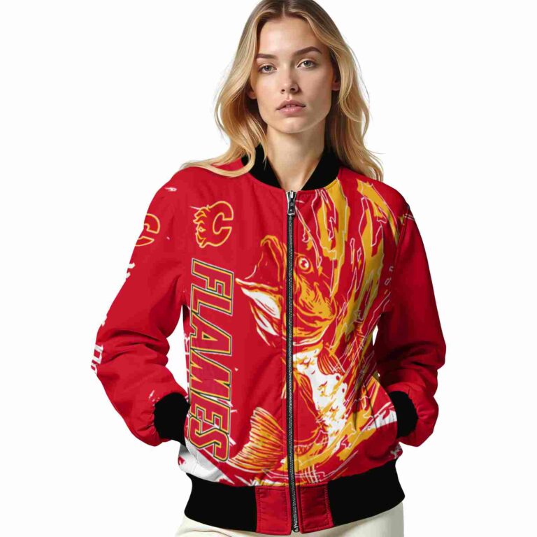 personalized calgary flames fishing passion red white jacket latest model