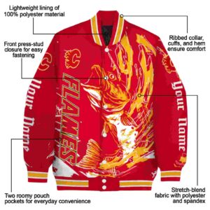 personalized calgary flames fishing passion red white jacket new arrival