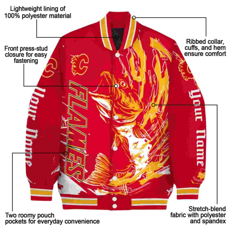 personalized calgary flames fishing passion red white jacket new arrival
