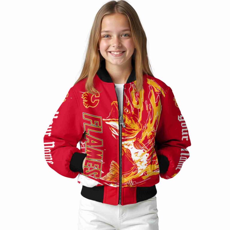 personalized calgary flames fishing passion red white jacket top rated