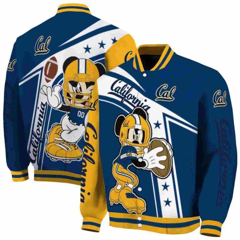 personalized california golden bears mickey football blue white jacket fashion forward