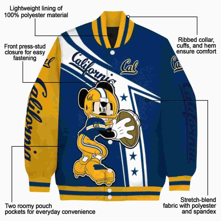 personalized california golden bears mickey football blue white jacket new arrival
