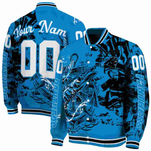personalized carolina panthers fishing art blue jacket fashion forward