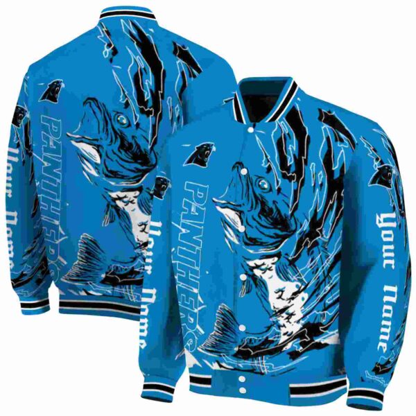 personalized carolina panthers fishing passion blue white jacket fashion forward