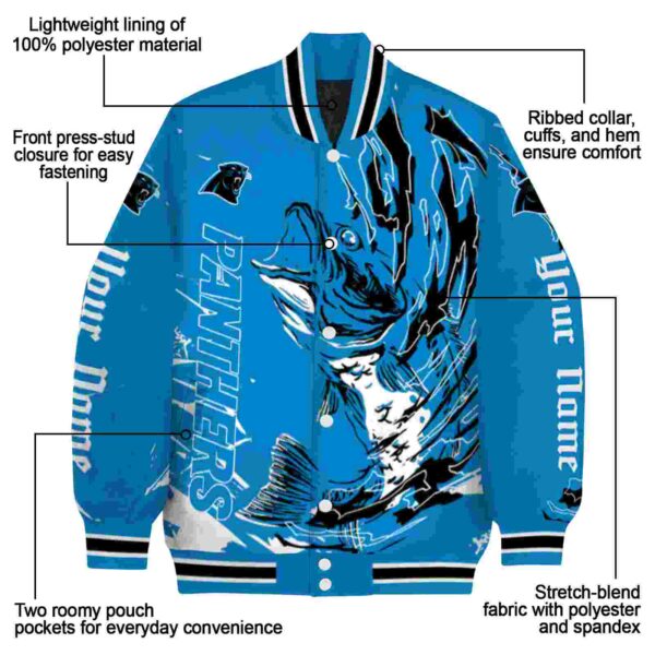 personalized carolina panthers fishing passion blue white jacket new arrival