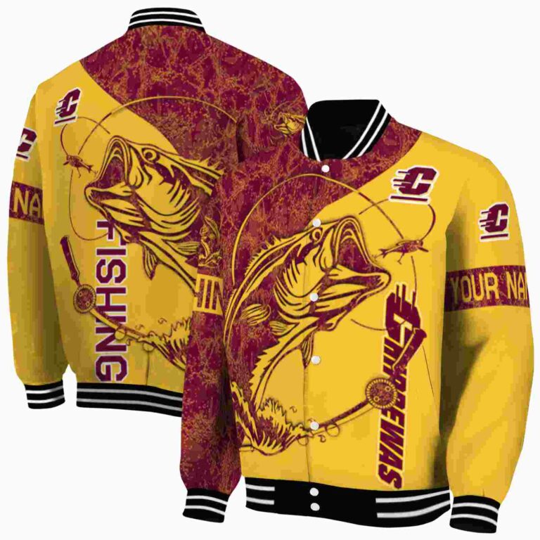 personalized central michigan chippewas fishing rod gold jacket fashion forward