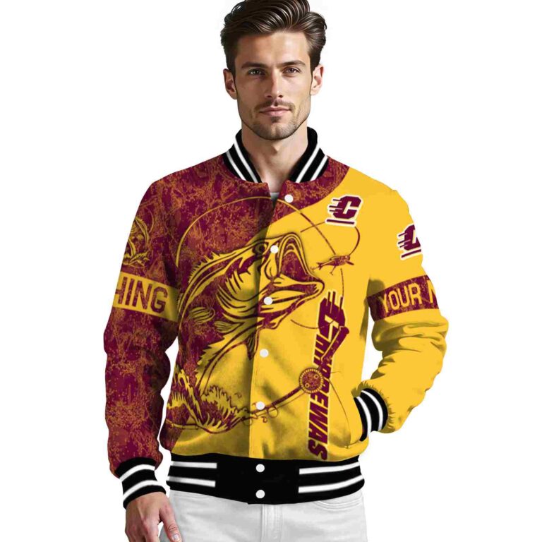 personalized central michigan chippewas fishing rod gold jacket high quality