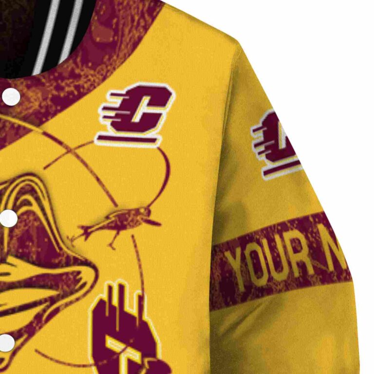 personalized central michigan chippewas fishing rod gold jacket premium grade