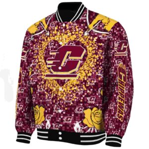 personalized central michigan chippewas heart explosion maroon jacket best selling