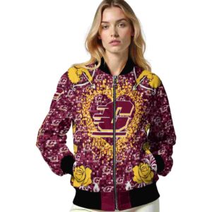 personalized central michigan chippewas heart explosion maroon jacket latest model