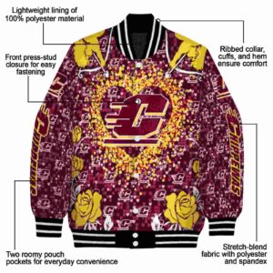 personalized central michigan chippewas heart explosion maroon jacket new arrival